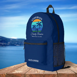 Family Wiedersehen Summer Beach Palm Trees Blue Bedruckter Rucksack