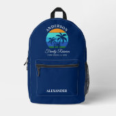 Family Wiedersehen Summer Beach Palm Trees Blue Bedruckter Rucksack (Vorderseite)
