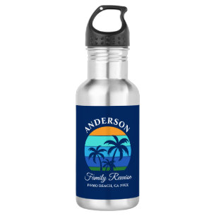 Family Wiedersehen Summer Beach Palm Trees Blue Edelstahlflasche