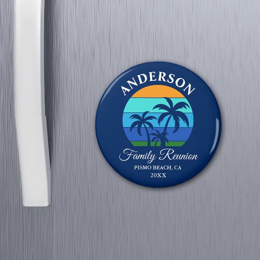 Family Wiedersehen Summer Beach Palm Trees Blue Magnet
