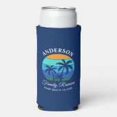 Family Wiedersehen Summer Beach Palm Trees Blue Selters Dosenkühler (Seltzer Vorderseite)