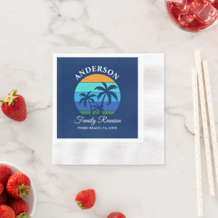 Family Wiedersehen Summer Beach Palm Trees Blue Serviette