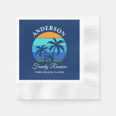 Family Wiedersehen Summer Beach Palm Trees Blue Serviette (Vorderseite)