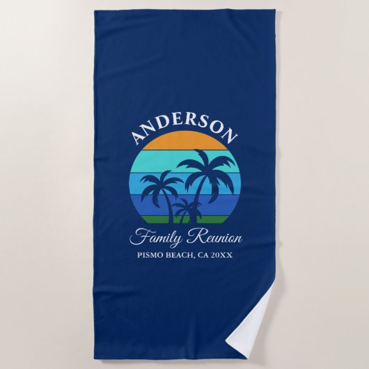 Family Wiedersehen Summer Beach Palm Trees Blue Strandtuch (Vorderseite)