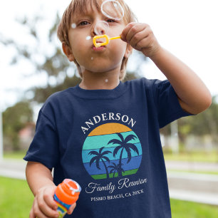 Family Wiedersehen Summer Beach Palm Trees Boys Bl T-Shirt