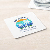 Family Wiedersehen Summer Beach Palmen Rechteckiger Pappuntersetzer (angewinkelt)