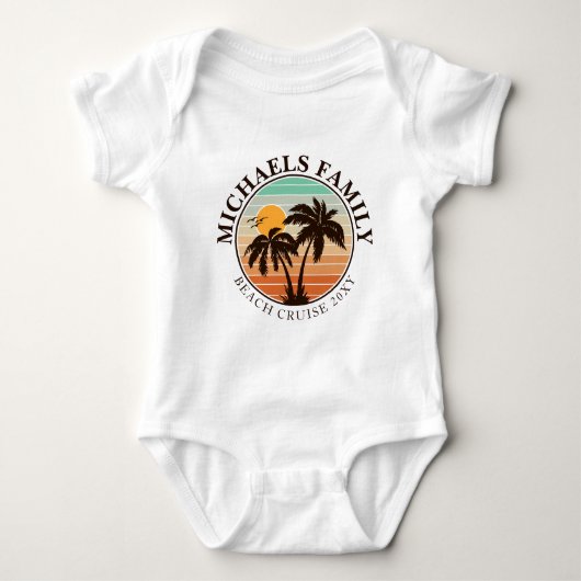 Family Wiedersehen Summer Sunset Beach Palm Trees Baby Strampler (Vorderseite)