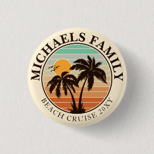 Family Wiedersehen Summer Sunset Beach Palm Trees  Button