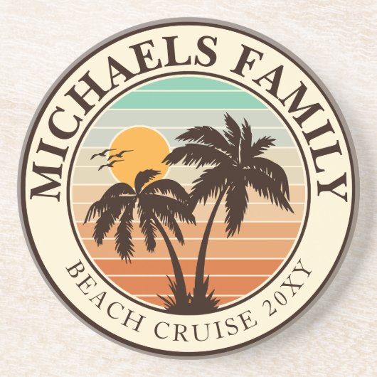 Family Wiedersehen Summer Sunset Beach Palm Trees Getränkeuntersetzer (Vorne)