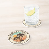 Family Wiedersehen Summer Sunset Beach Palm Trees  Getränkeuntersetzer (Seite)