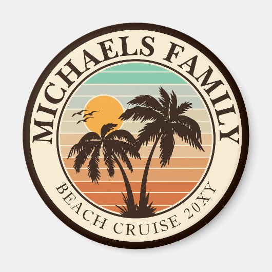 Family Wiedersehen Summer Sunset Beach Palm Trees Magnet (Vorne)