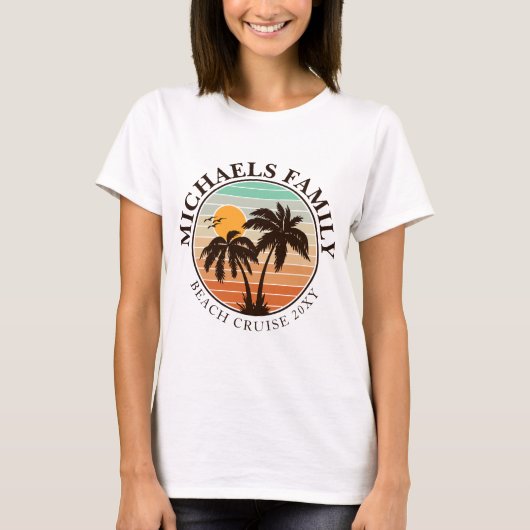 Family Wiedersehen Summer Sunset Beach Palm Trees T-Shirt (Vorderseite)