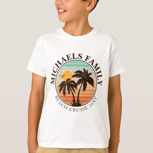 Family Wiedersehen Summer Sunset Beach Palm Trees  T-Shirt (Vorderseite)