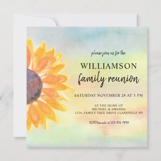 Family Wiedersehen Sunflower Einladung (Vorderseite)