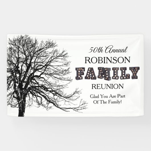 Family Wiedersehen Tree Marquee Lights Banner (Horizontal)