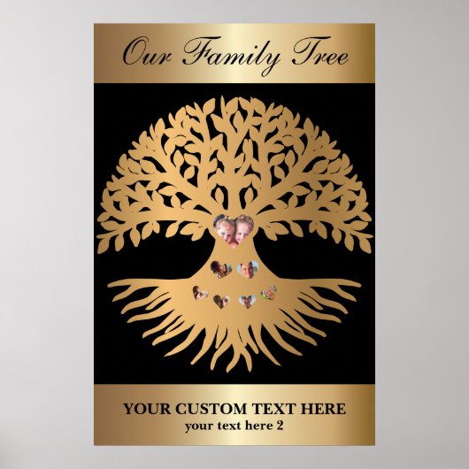 Family Wiedersehen Tree mit Fotos und Herz Poster (Vorne)