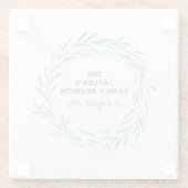 Family Wiedersehen Watercolor Wreath Green Foliage Glasuntersetzer (Rückseite)