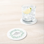 Family Wiedersehen Watercolor Wreath Green Foliage Runder Pappuntersetzer (Vor Ort)