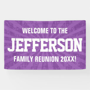 Family Wiedersehen Willkommen mit lila Sternexplos Banner
