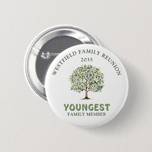 Family Wiedersehen Woodland Tree Jüngster Member A Button (Vorne & Hinten)