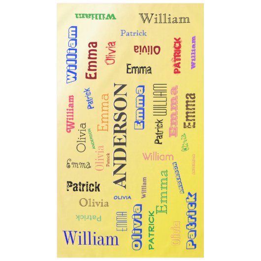 Family Word Cloud 🃏 stylisierte Lemon Background Tischdecke (Vorderseite)