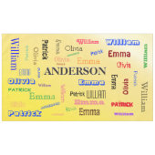 Family Word Cloud 🃏 stylisierte Lemon Background Tischdecke (Vorderseite (Horizontal))
