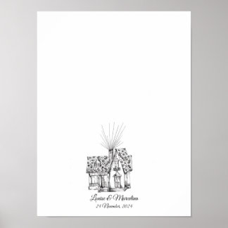 Family Zuhause Fingerprint Wedding Gästebuch