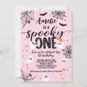 Famoso uno, primer cumpleaños, Halloween rosa Einladung (Vorderseite)
