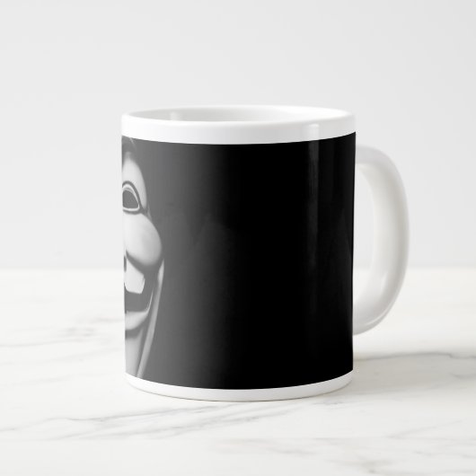 Famous Anonymous Hacker Smile Jumbo-Tasse (Vorderseite Rechts)