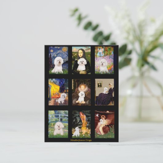 Famous Art Bichon Frise Composite Postkarte (Stehend Vorderseite)