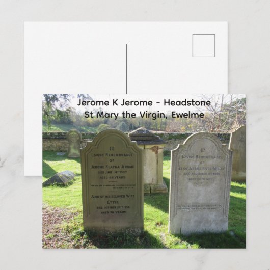 Famous Authors Jerome K Jerome Headstone,  Postkarte (Vorne/Hinten)