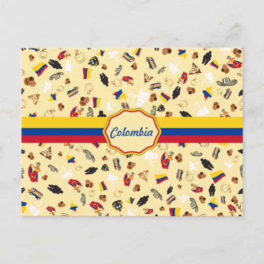 Famous Items of Colombia with flag Postkarte (Vorderseite)