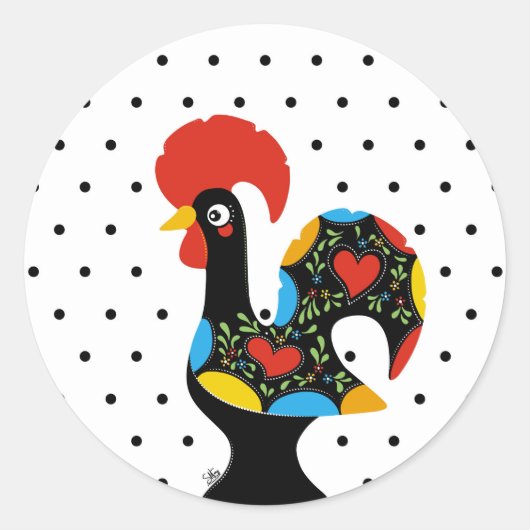 Famous Rooster of Barcelos Nr 09 - Polka Dots Runder Aufkleber (Vorderseite)