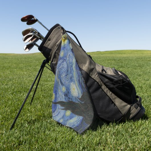 Famous Starry Night & Van Gogh / Vintage Kunst Golfhandtuch (Gras)