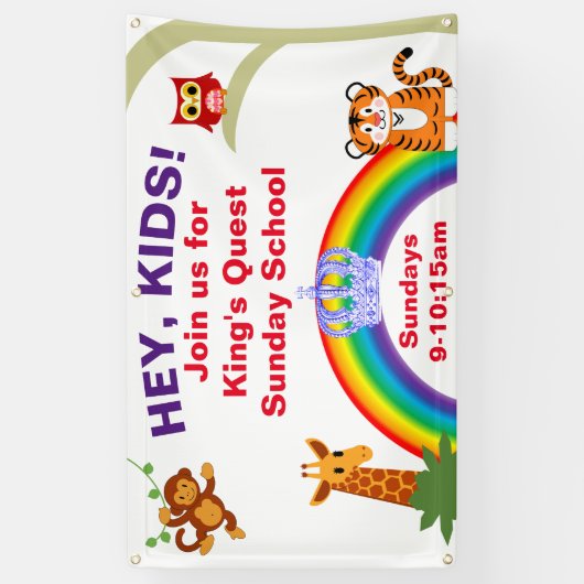 Fan Animal Sunday School Banner (Vertikal)