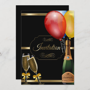Fan Black and Gold Party Celebration Einladung