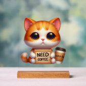 Fan braucht Kaffee Cat Worart Acrylschild (Neutral)
