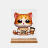 Fan braucht Kaffee Cat Worart Acrylschild (Vorderseite)
