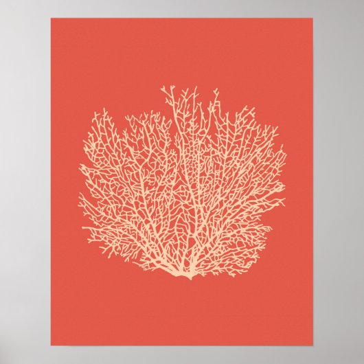 Fan Coral Print, Peach on Deep Coral Orange Poster (Vorne)