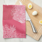 Fan Coral Print, Shades Coral Pink Kitchen to Geschirrtuch (Viertel Falte)