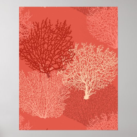 Fan Coral Print, Shades of Coral Orange Poster (Vorne)