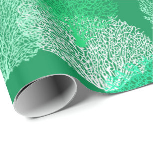 Fan Coral Print, Shades of Jade Green Geschenkpapier