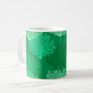 Fan Coral Print, Shades of Jade Green Kaffeetasse