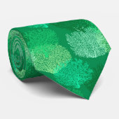 Fan Coral Print, Shades of Jade Green Krawatte (Gerollt)