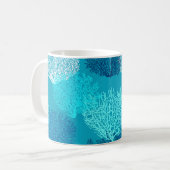 Fan Coral Print, Türkis, Aqua und Cobalt Blue Kaffeetasse (Vorderseite Links)