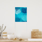 Fan Coral Print, Türkis, Aqua und Cobalt Blue Poster (Küche)