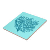 Fan Coral Print, Türkis auf Aquarelle Fliese (Seite)