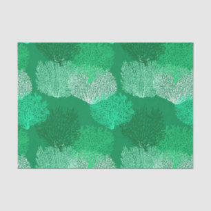 Fan Coral Print, Türkis, Shades of Jade Green Seidenpapier