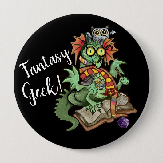 Fan Dragon "Fantasy Geek!" Button (Vorderseite)