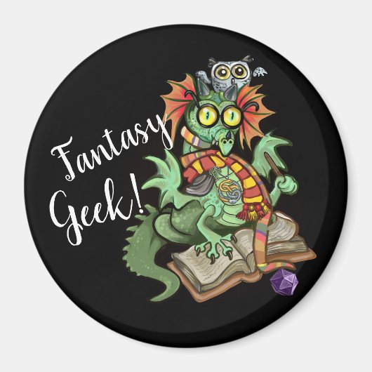 Fan Dragon "Fantasy Geek!" Magnet (Vorne)